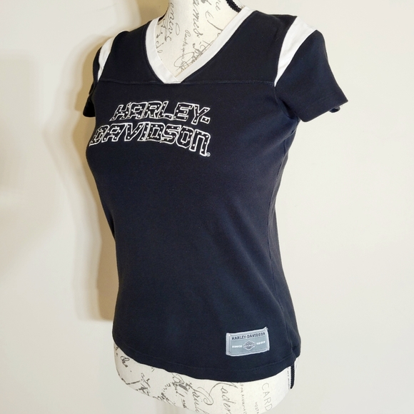 Harley Davidson Black & White Short Sleeve Tee - Picture 1 of 6